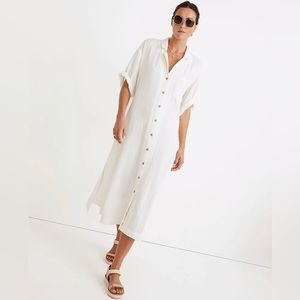 NWOT Madewell lightestspun cover-up maxi shirtdress cream